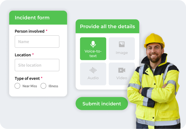 Front-line worker reporting an incident within the ecoPortal health and safety app